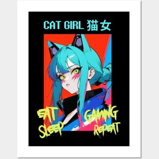 Cat Girl II Posters and Art